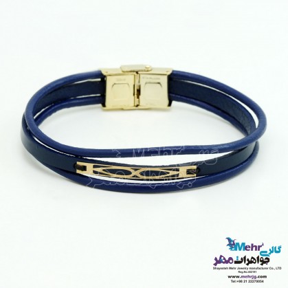 دستبند طلا و چرم - طرح نقاب-MB1014